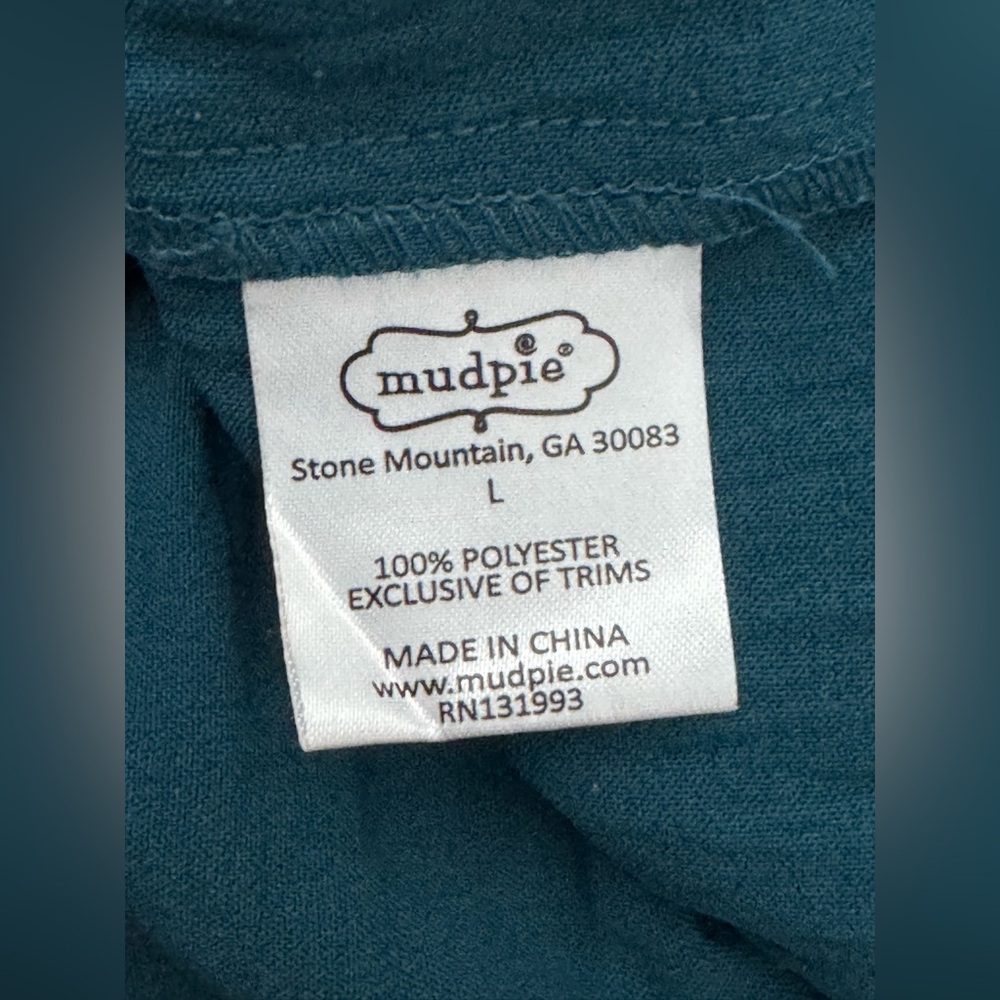 Mud Pie Teal V-Neck Tiered Blouse large - Picture 7 of 7